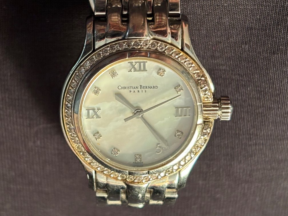 Christian Bernard stainless watch with diamonds