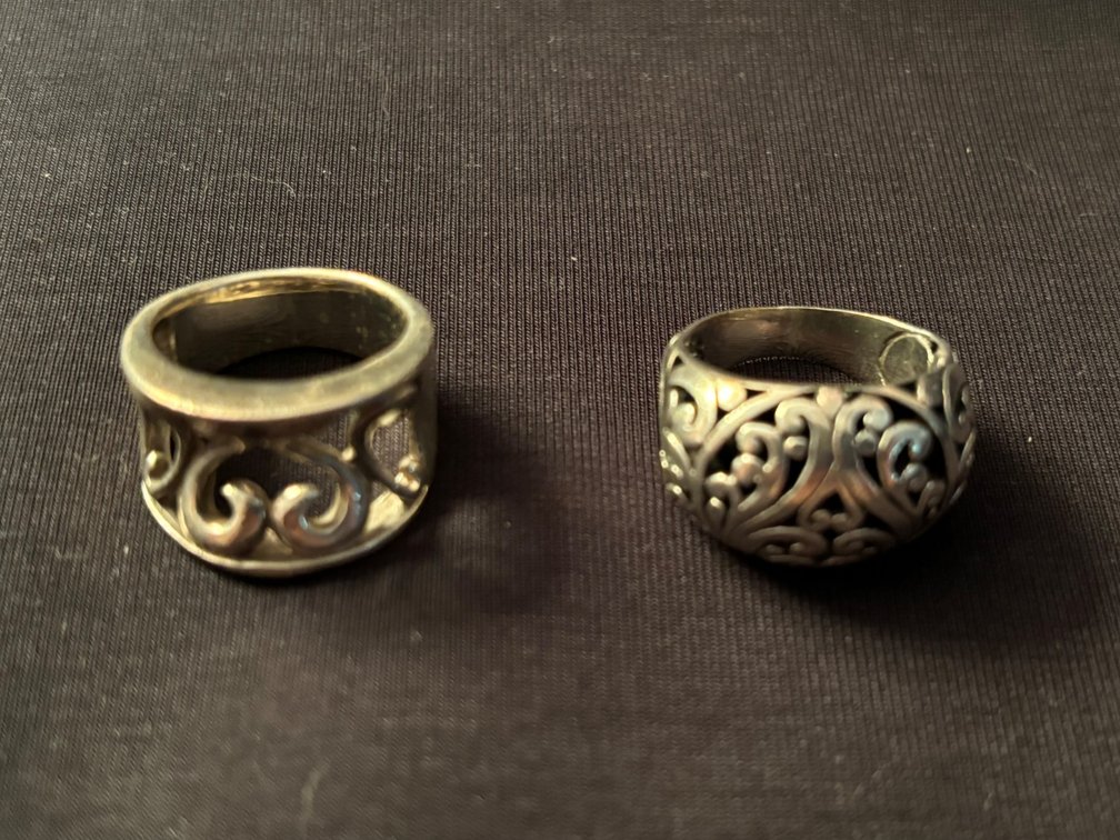 Sterling filligree rings, size 6; 16.7g tw