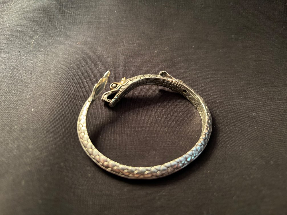 John Hardy Sterling hinged dragon cuff bracelet; 20.3 g