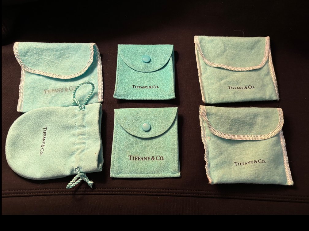 6 small Tiffany jewelry pouches