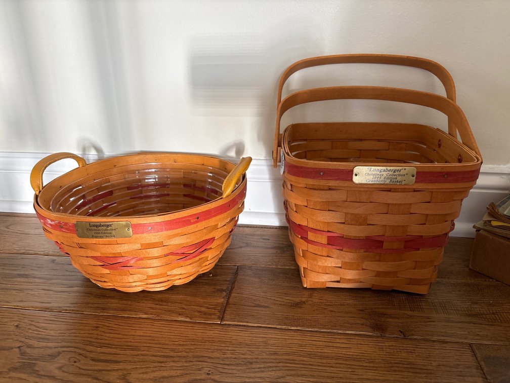 Longaberger Christmas baskets; taller is 7”