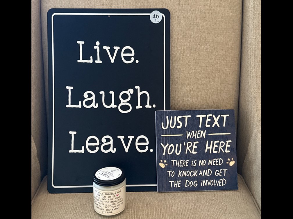 Humorous Wall Art and Candle