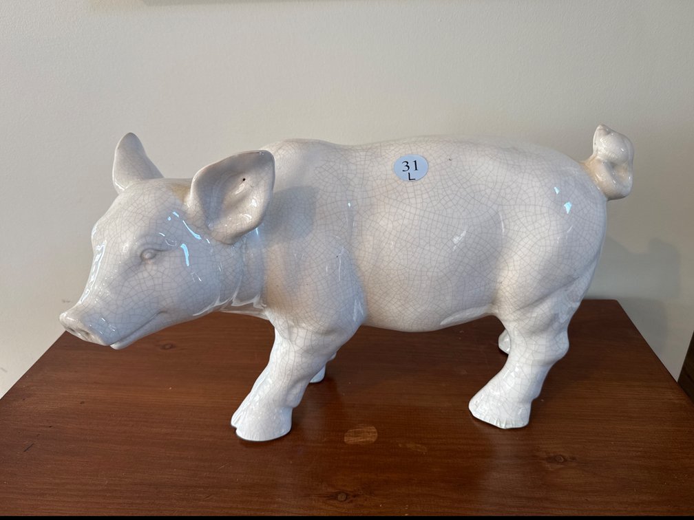 Porcelain Pig with Crackle Finish