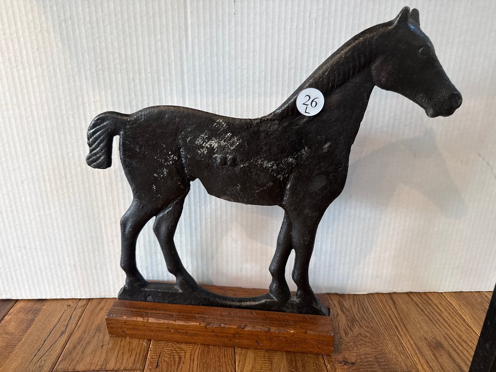 Cast Iron Horse on Wood Base