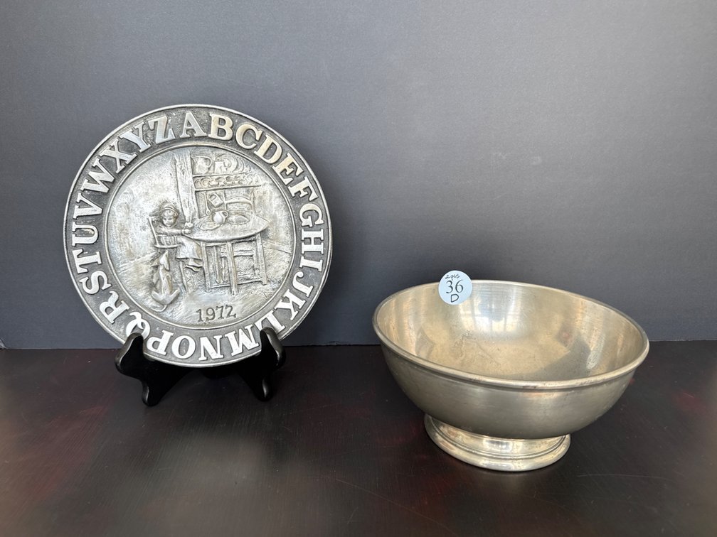 Pewter Plate and Bowl