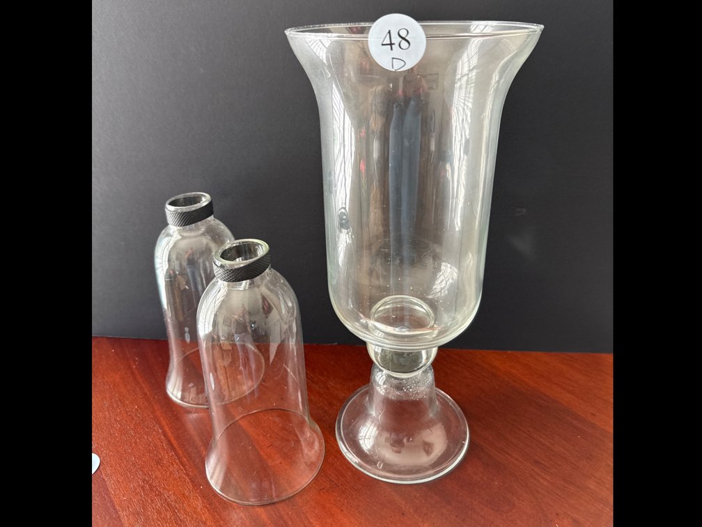 Glass Hurricane, 14” and 2 Add’l Glass Hurricanes for Candles
