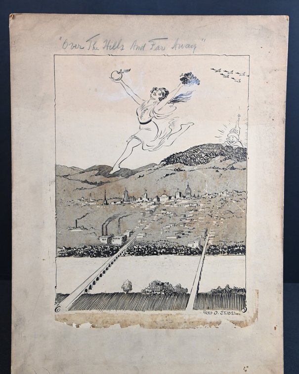 Two Vintage Original Political Cartoons by Fred O. Seibel.