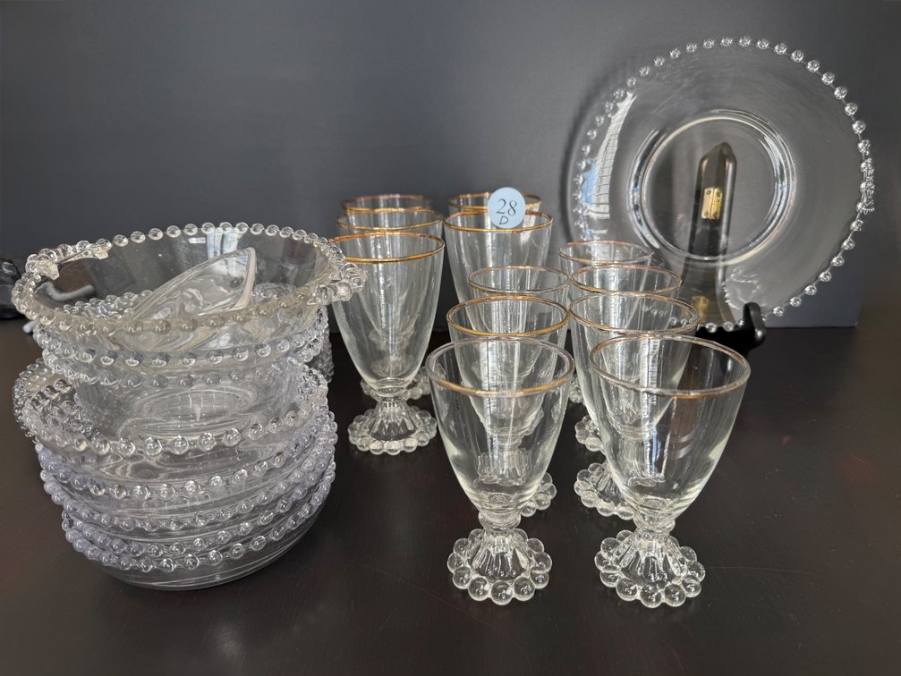 Imperial Glass “Candlewick” Plates, Bowls, Glasses, 28pcs