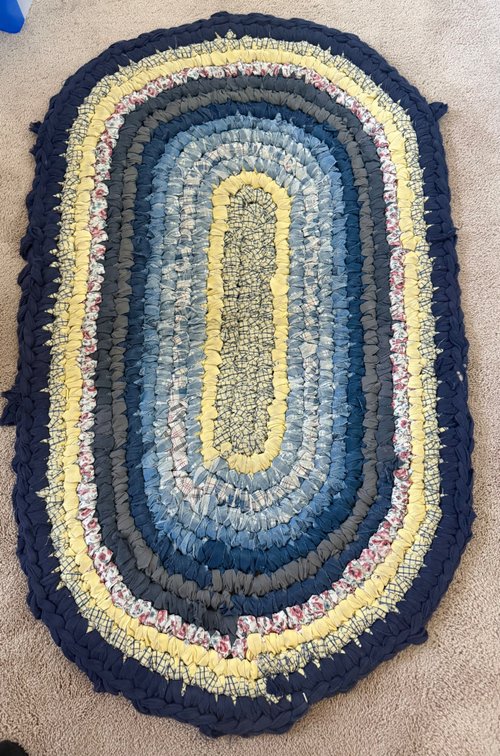 handmade oval jelly roll rug