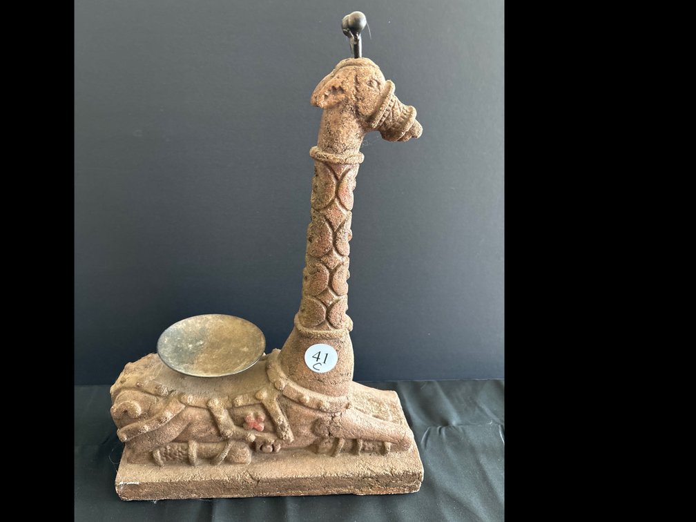 Stonelike giraffe candle stand; 12” wide, 17” tall