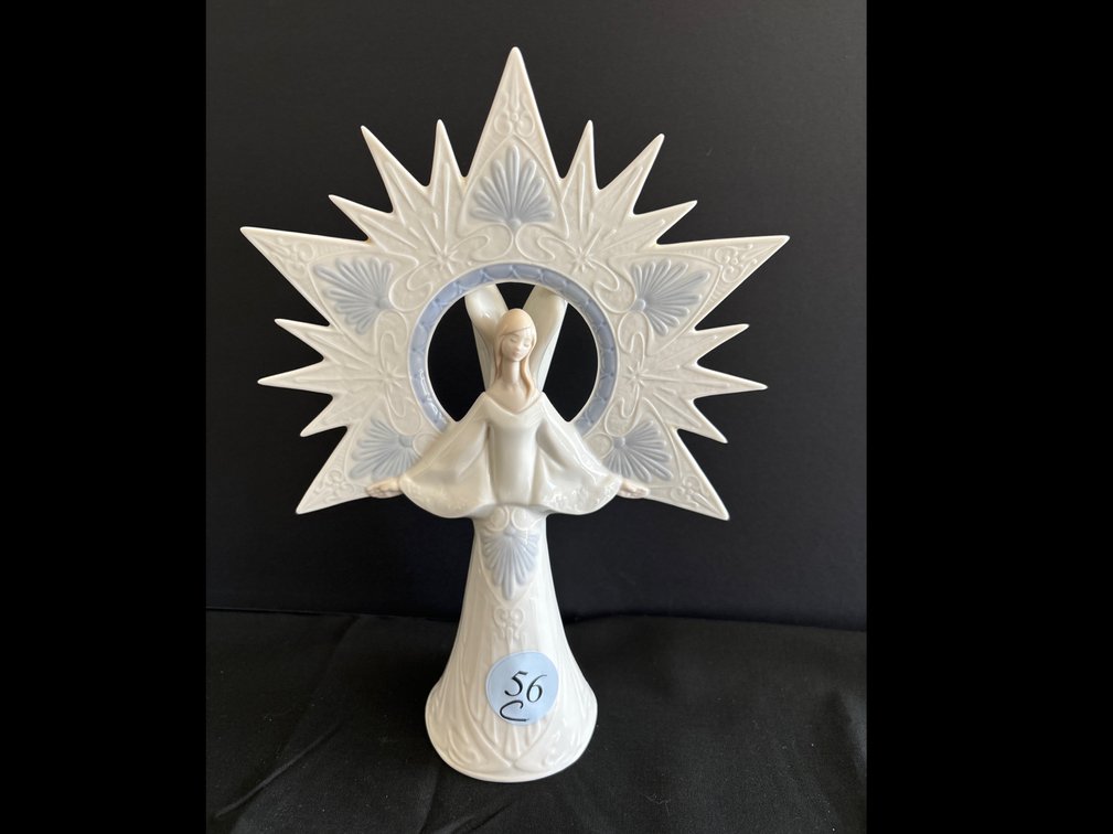Lladro porcelain angel tree topper; 10” tall