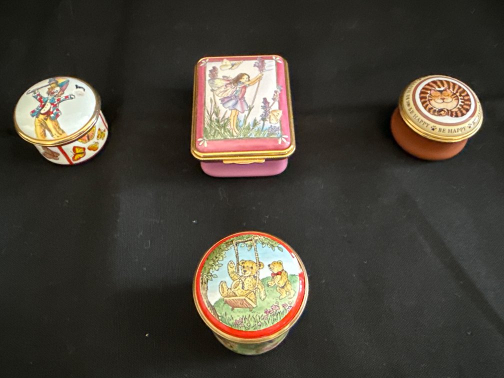 Halcyon Days Enameled Trinket Boxes, 4pcs