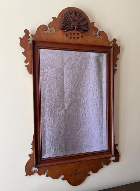 Chippendale-style carved mahogany or cherry wall mirror