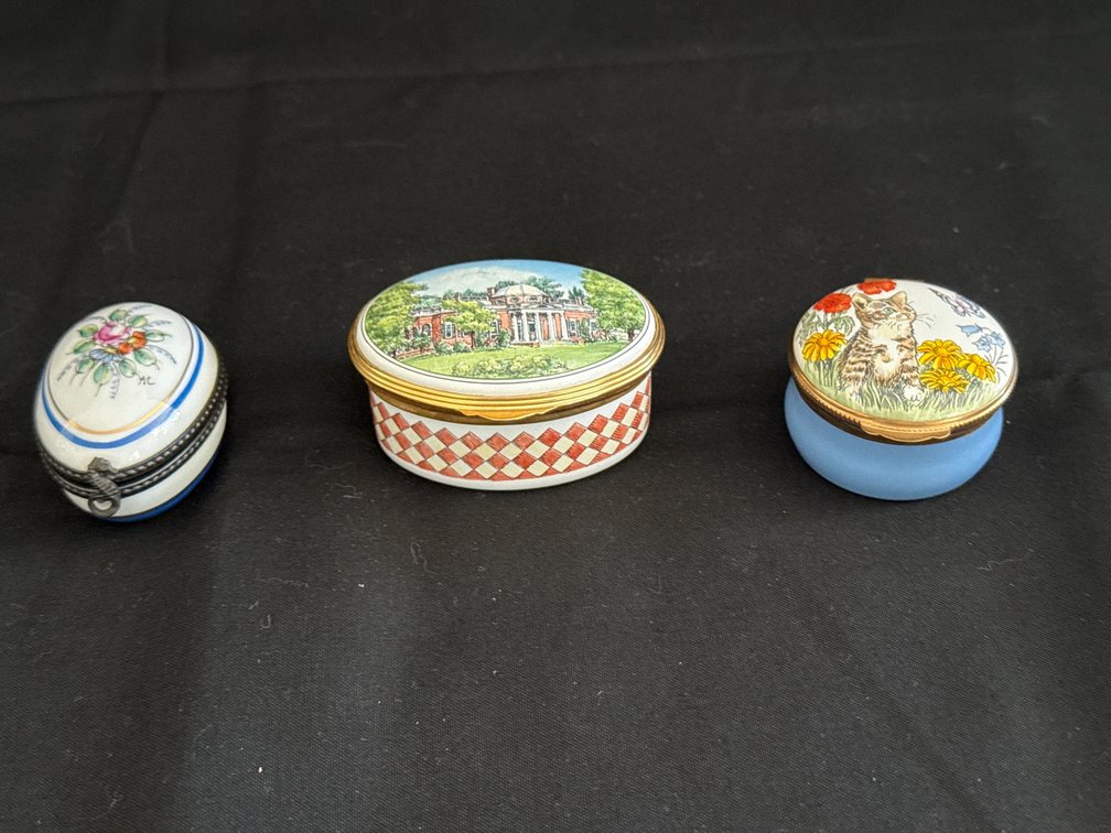 Assorted Enameled Trinket Boxes, 3pcs