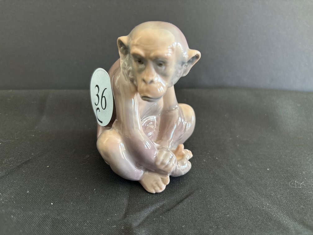 Lladro porcelain chimpanzee, 3” tall