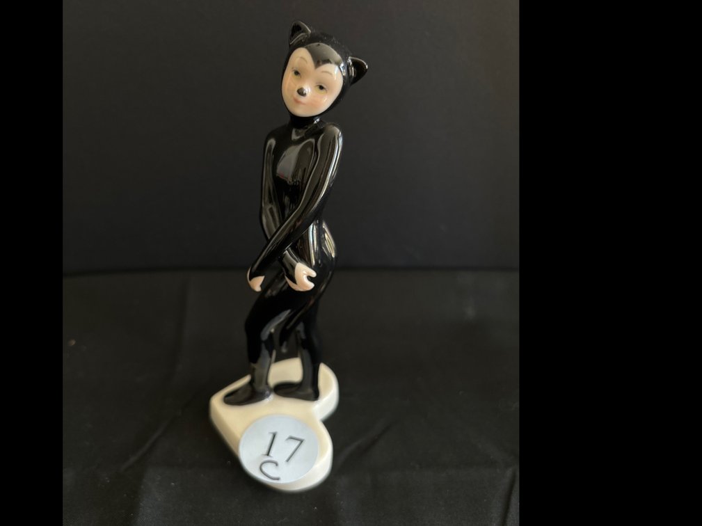 Royal Copenhagen porcelain figure in cat suit; 6” tall