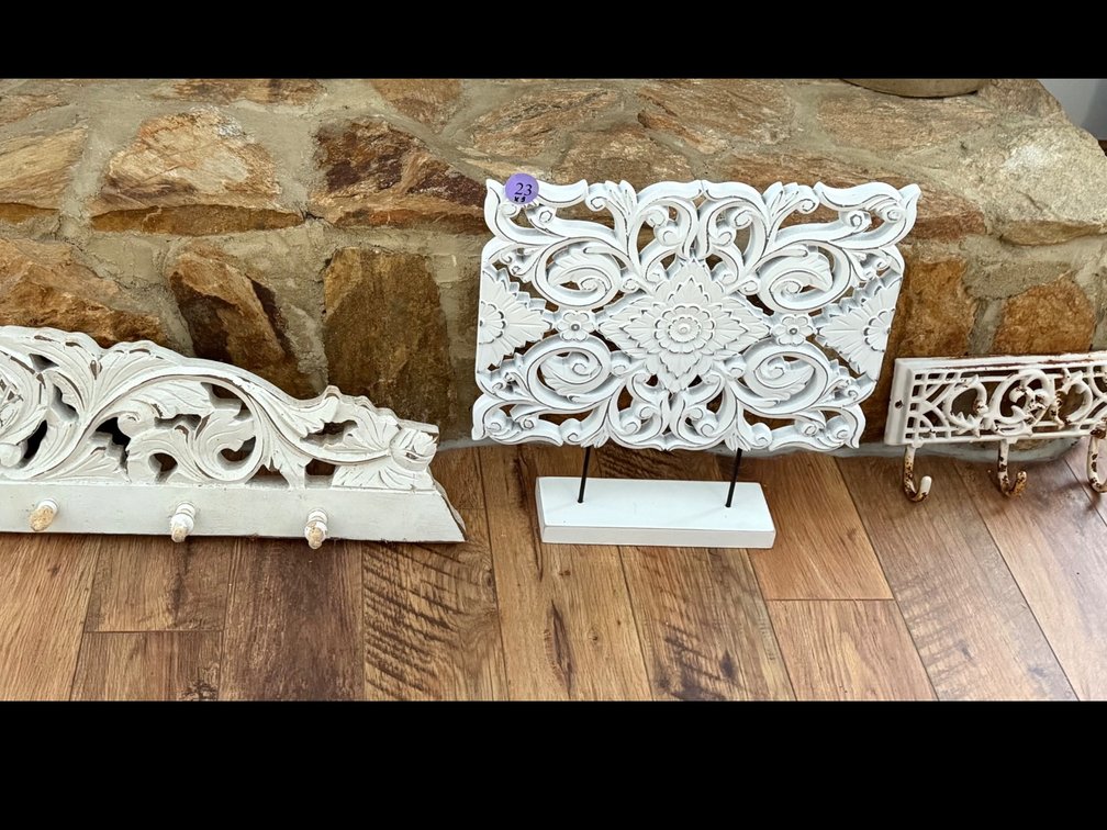 White Decorative Hangers and Rustic Decor 