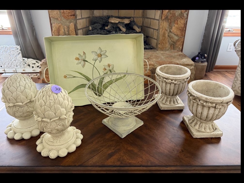 Pottery, Hand Painted Tray and More Decor 