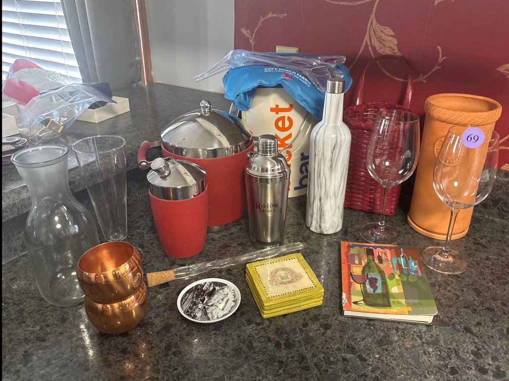 Large assortment of wine and bar accessories