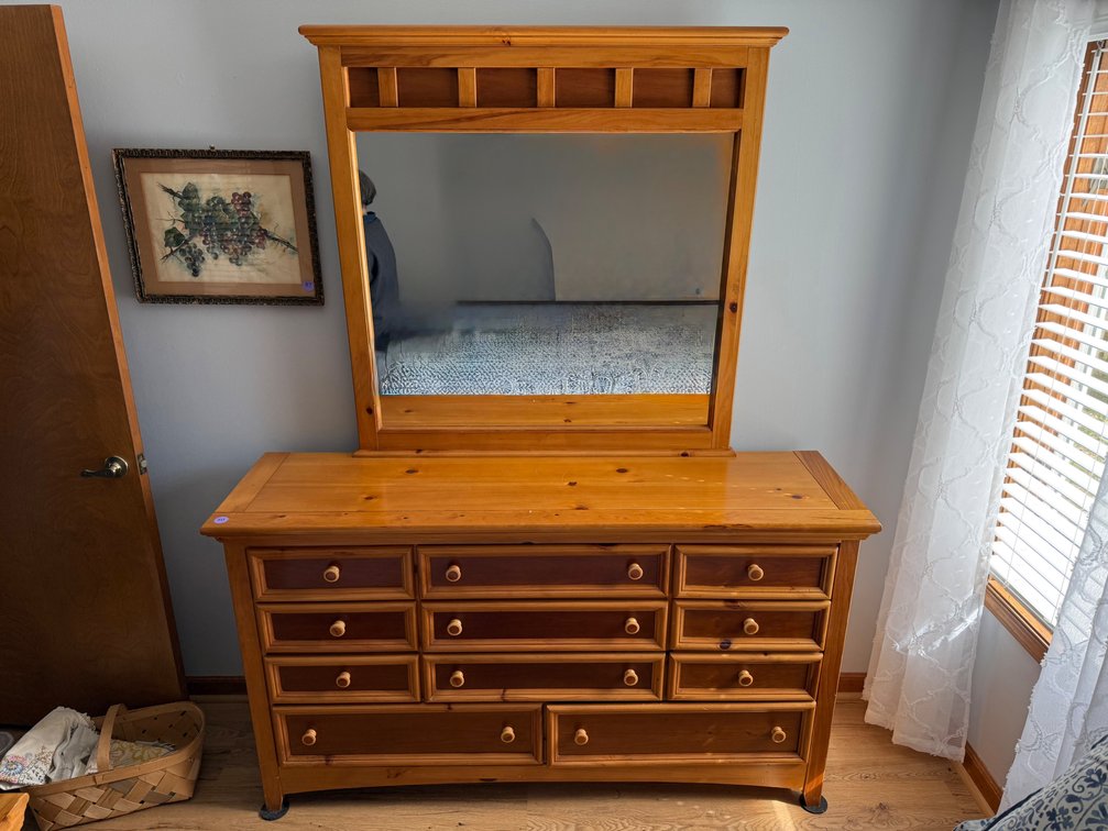 Two-Tone Pine Dresser with Mirror
