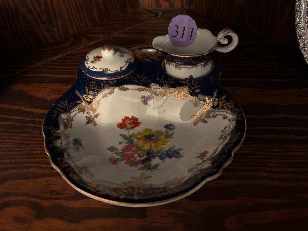 Condiment set, marked Limoges; 7” wide