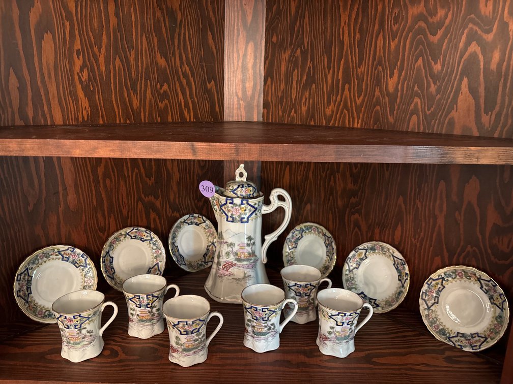 Porcelain chocolate set; 13 pcs; marked Japan