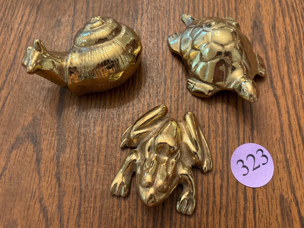 Heavy solid brass VA Metalcrafters snail, frog, turtle