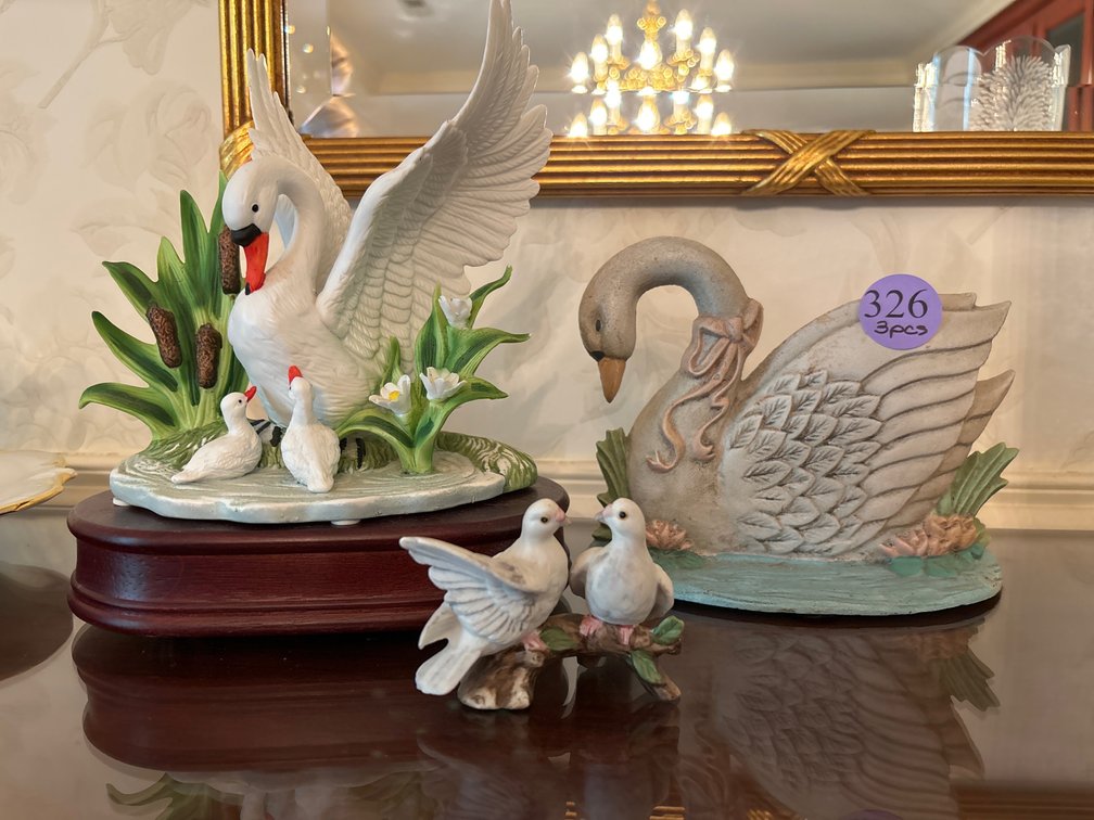 Bisque swan by Westminster/reproduction swan doorstop/ small bisque doves