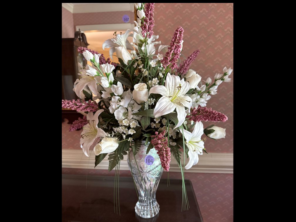 Mikasa Glass Vase with Silk Flower Arrangement 