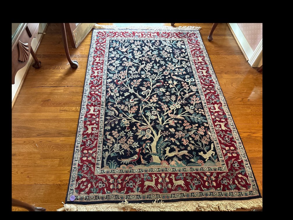 Wool patterned rug; approx 4’ x 6.5’; Karastan