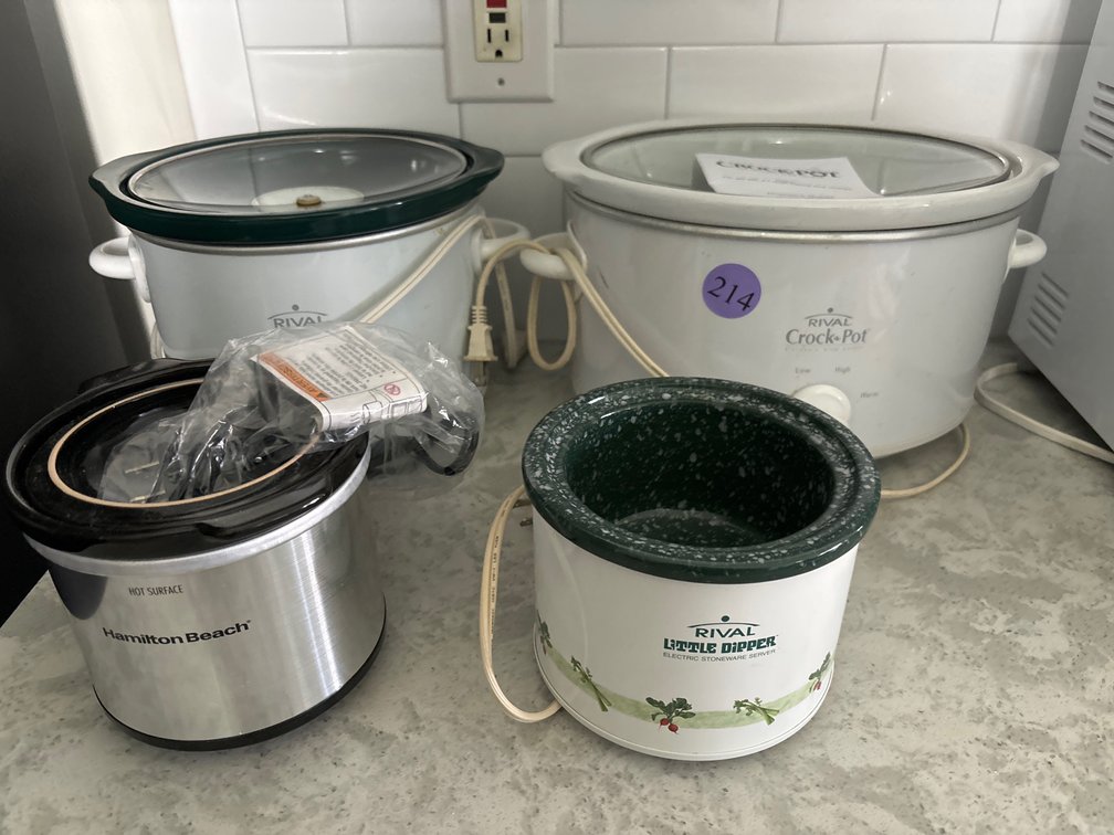 2 Crock Pots; 2 small dip servers
