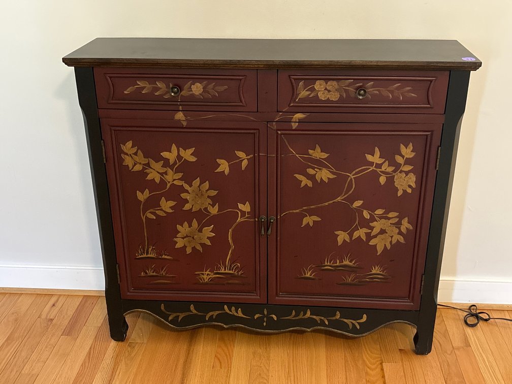 Chinoiserie style cabinet, 2 drawers, 2 doors