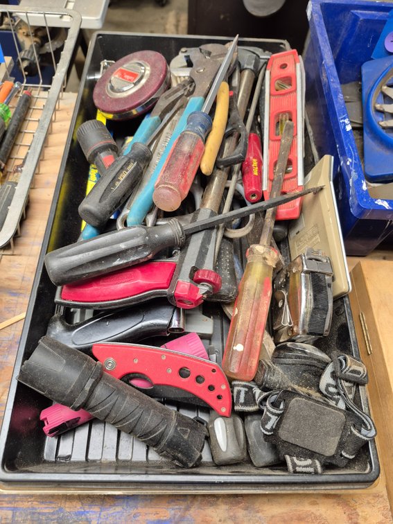 Tray of misc. Tool box tools