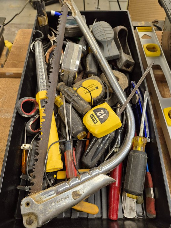 Tray of misc. Tool box tools