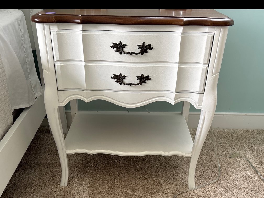 Vintage nightstand by White Furniture, painted white