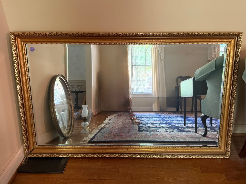 Oversized Gilded Beveled Mirror 