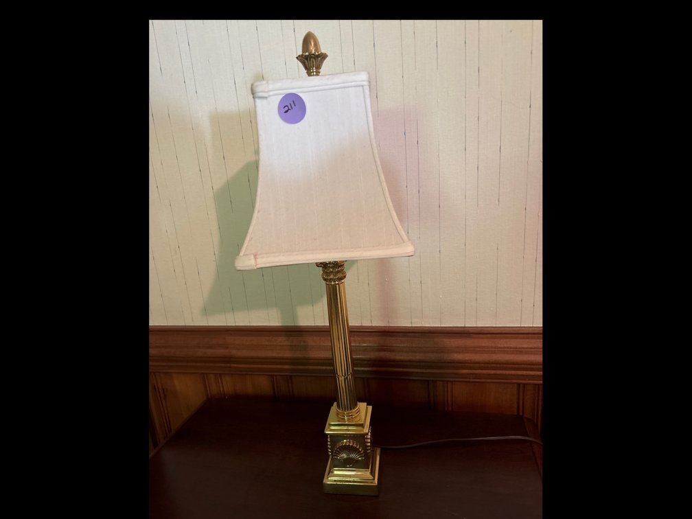Heavy brass column lamp; 25” tall