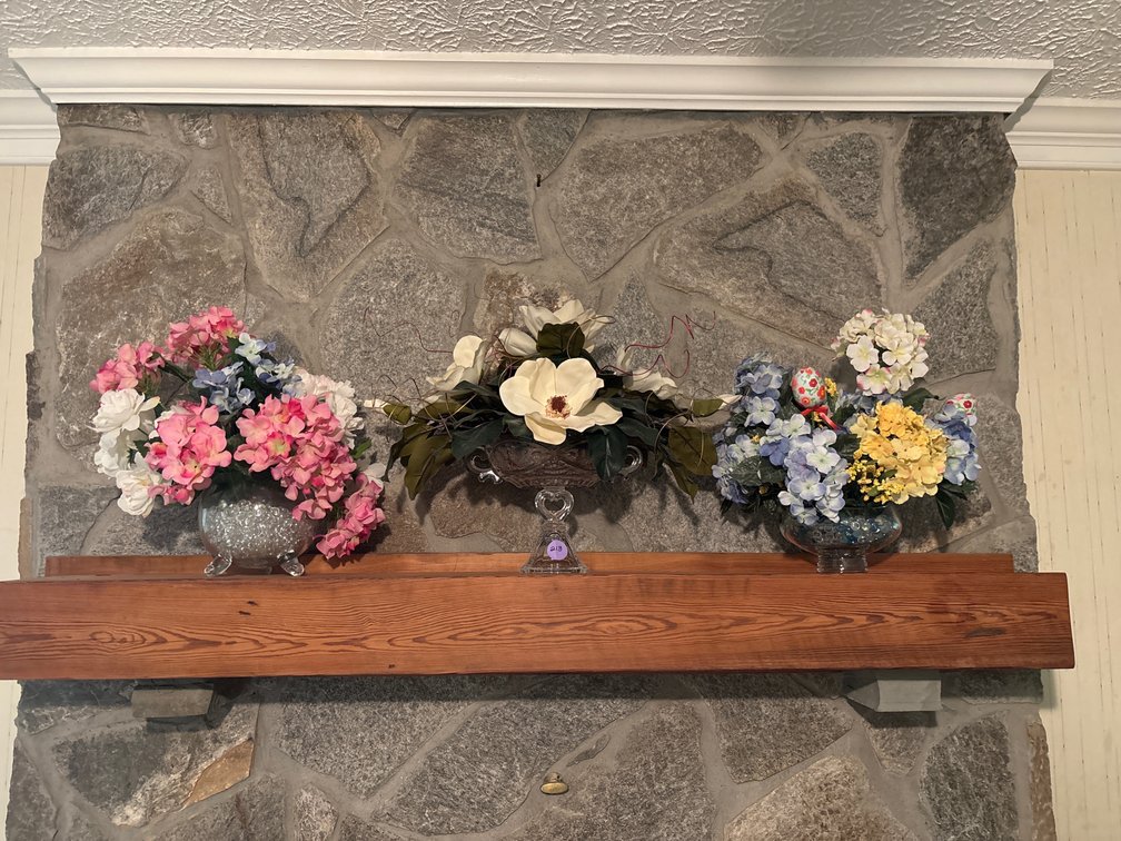 3 silk floral arrangements in glass vases