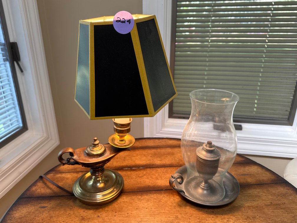 Oil Lamp and Electric Aladdin Style Lamp