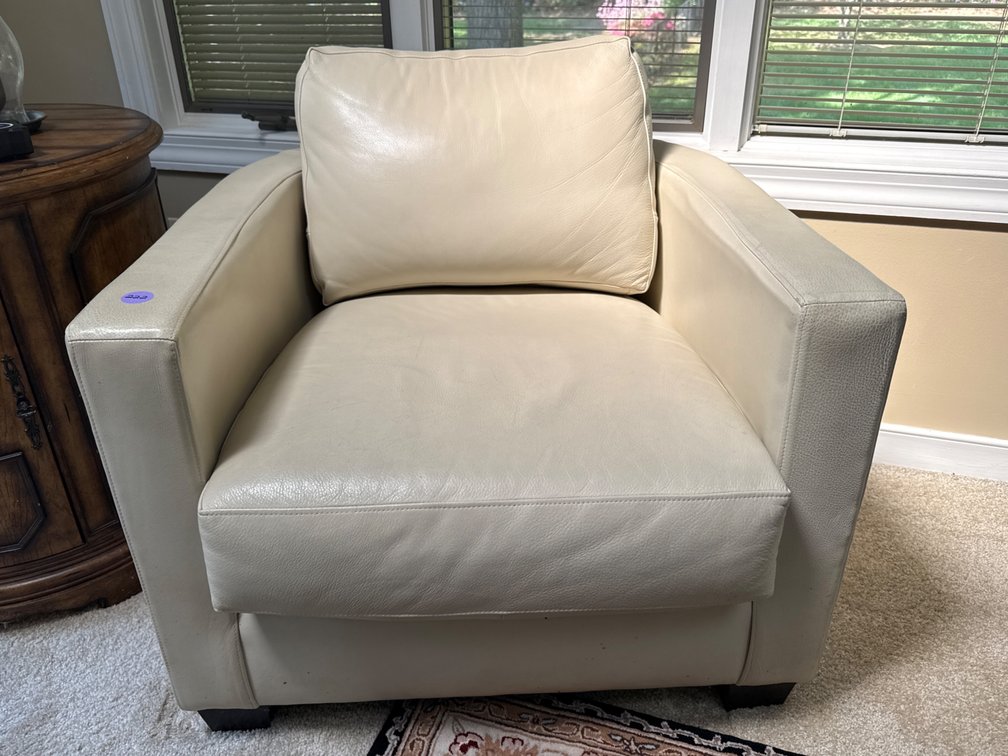 Ivory Leather Bernhardt Chair