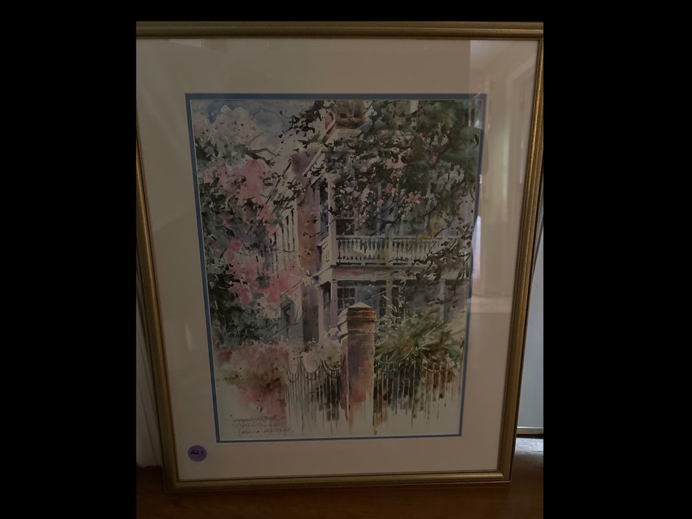 Signed print, “April in Charlotte”; 25” x 30”