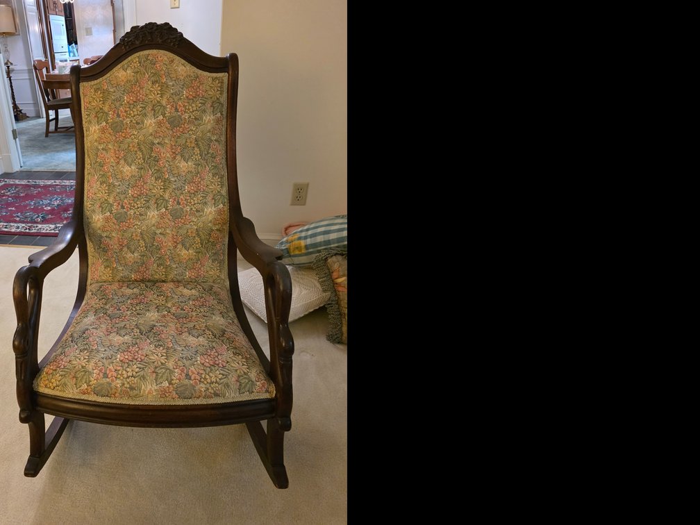 Vintage  Victorian  Mahogany  Upholstered  Rocking Chair