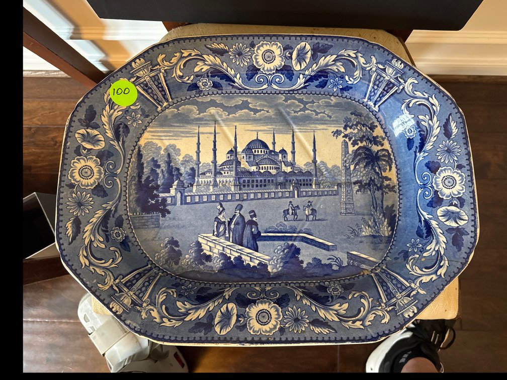 Blue & White Mosque of Sultan Achmet Platter 18” W 