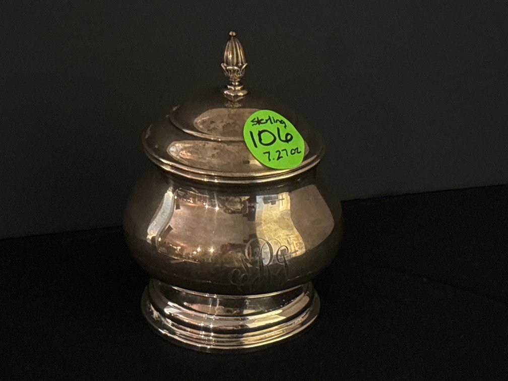 Sterling covered dish; 7.27oz; 6” tall