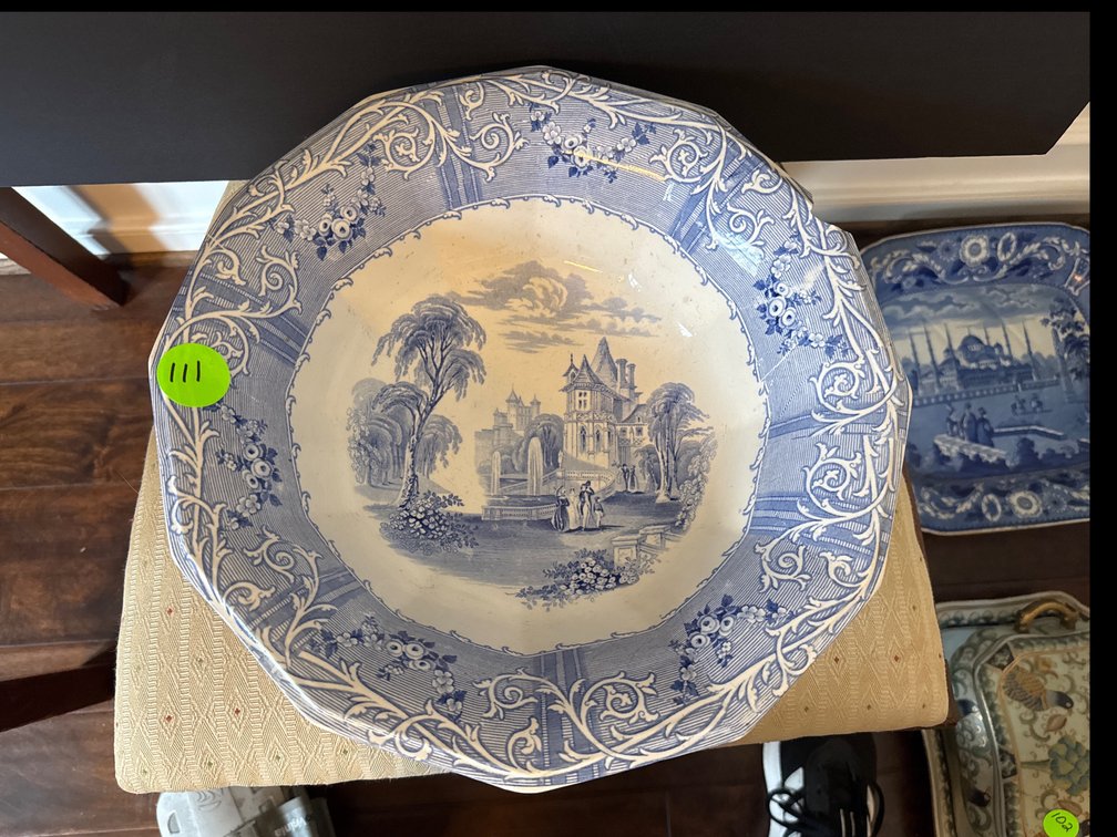 Antique Blue and White Transfer Ware Bowl “Chipped”