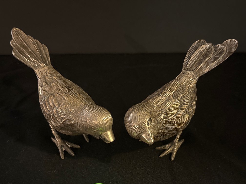 Pair of silverplate birds, 5” long