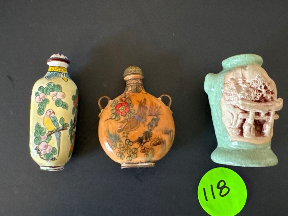 Chinese Miniature  Bottles and Ginger Jar Tallest 2.5” 