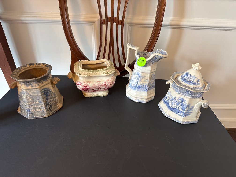 Transfer Ware Pitcher Covered Pot Small Tureen no lid Covered Pot no lid 4pcs