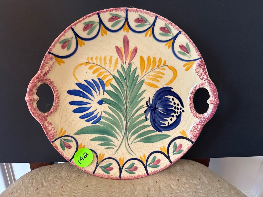 Quimper Floral Platter with Handles 12” Diameter