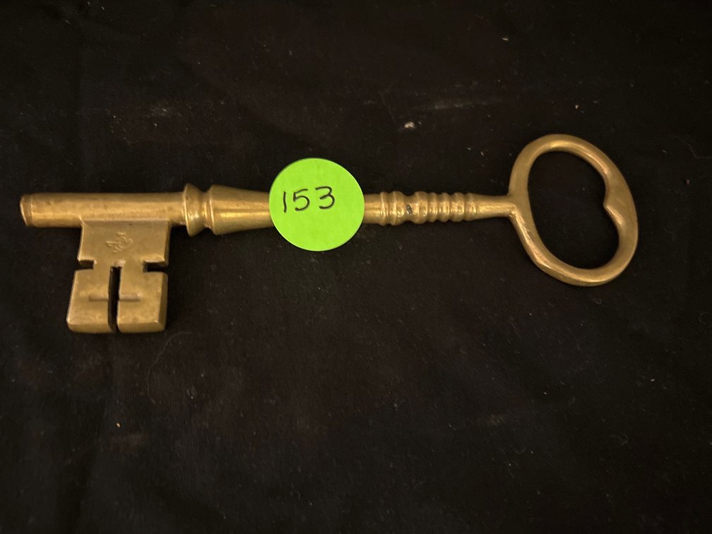 Solid brass key, Colonial Williamsburg; 8” long